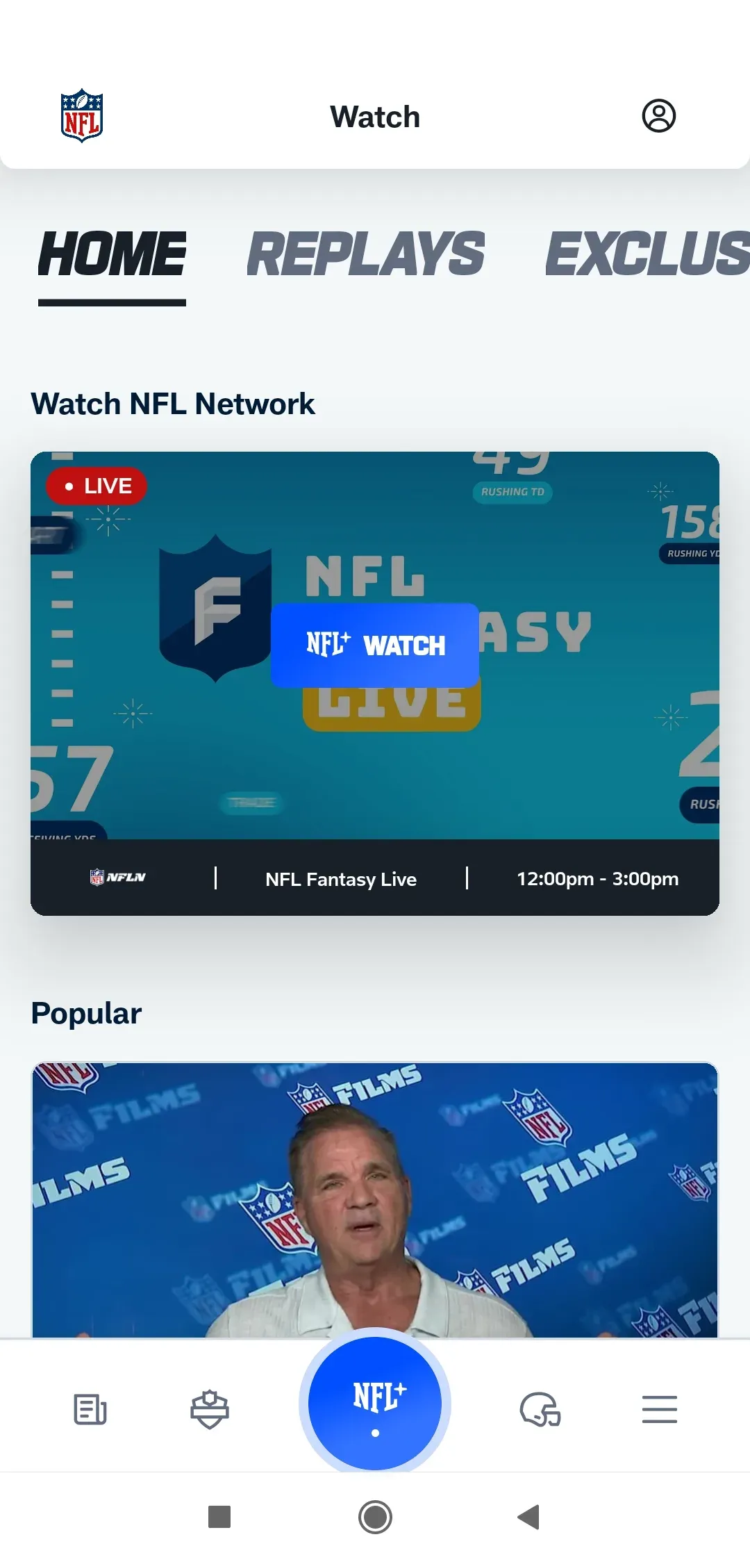 open NFL app on Android phone