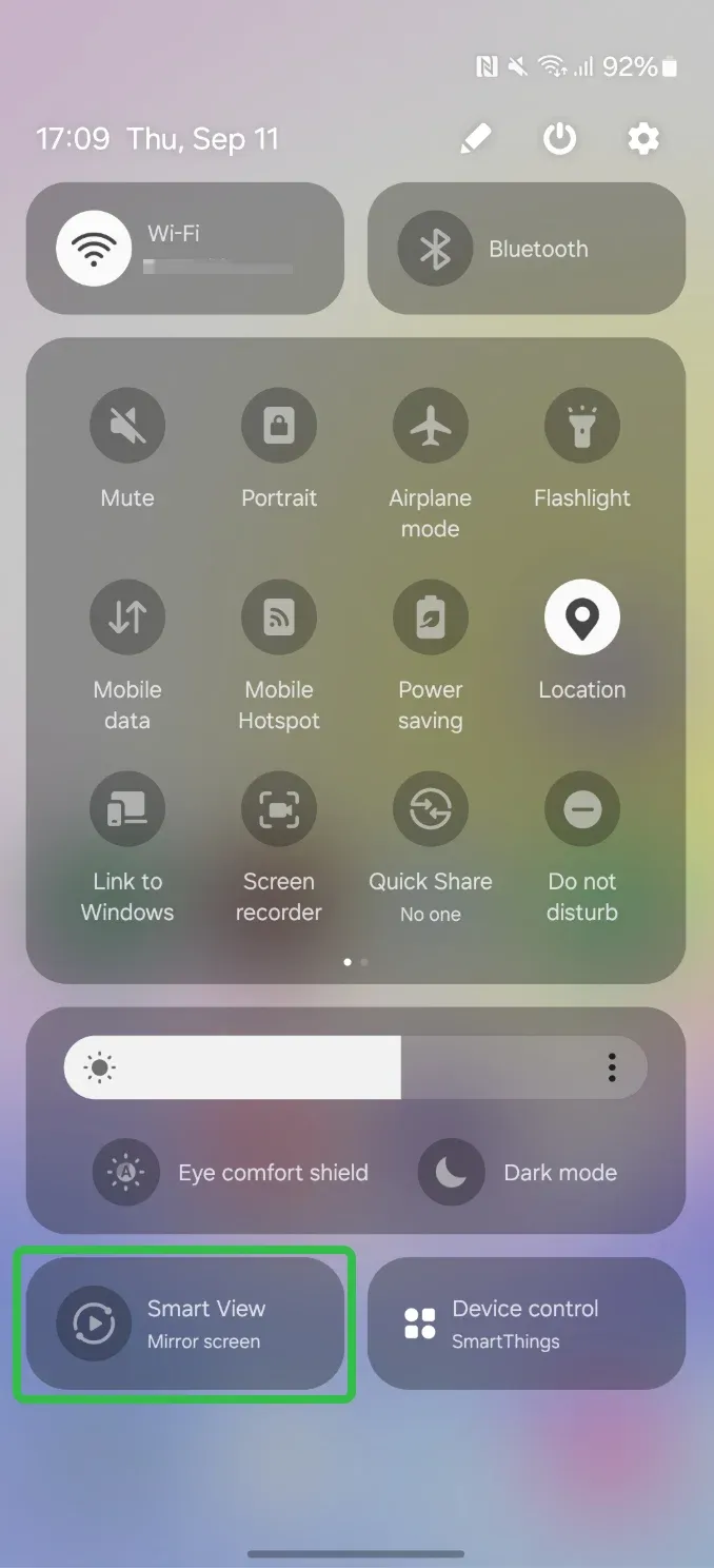 find Smart View on Samsung phone