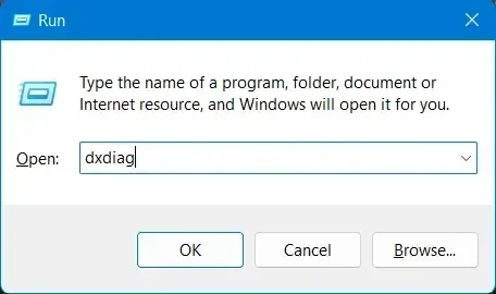 run dxdiag on Windows PC