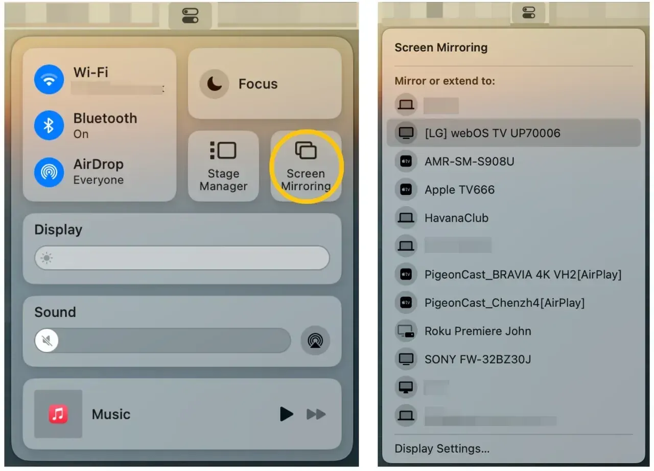 cast screen from Mac to TV via AirPlay