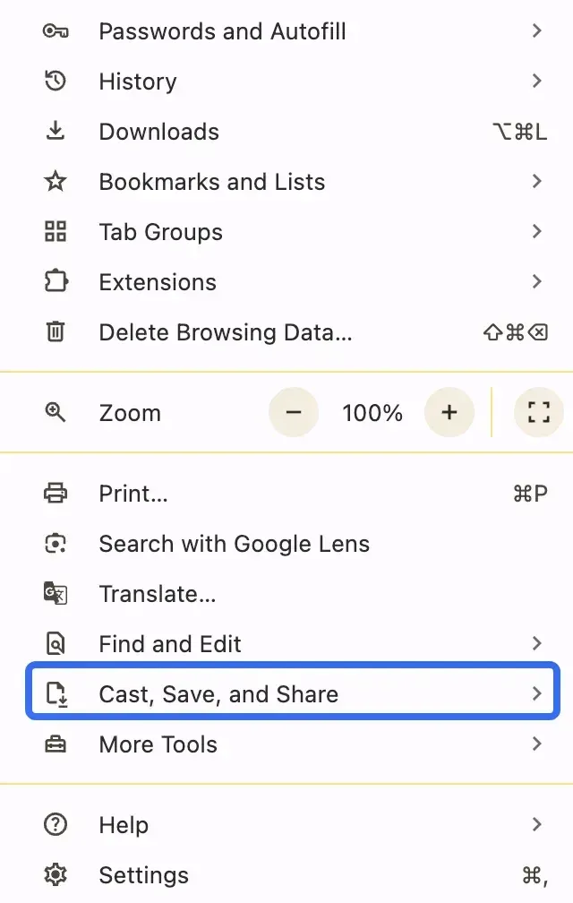 cast from Chrome browser