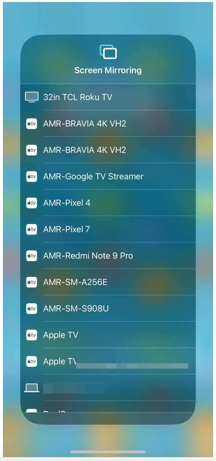 AirPlay device list