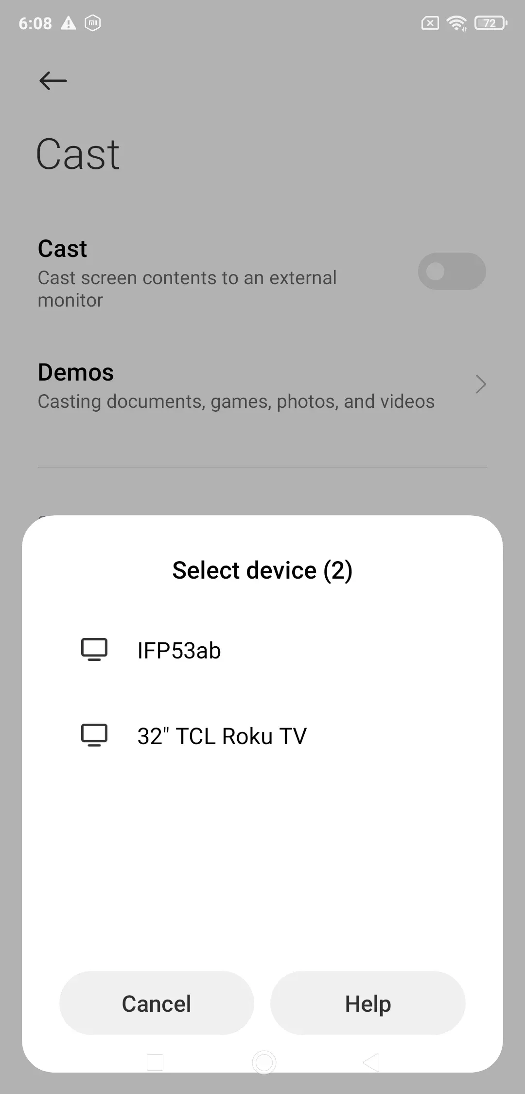 device list on Xiaomi phone