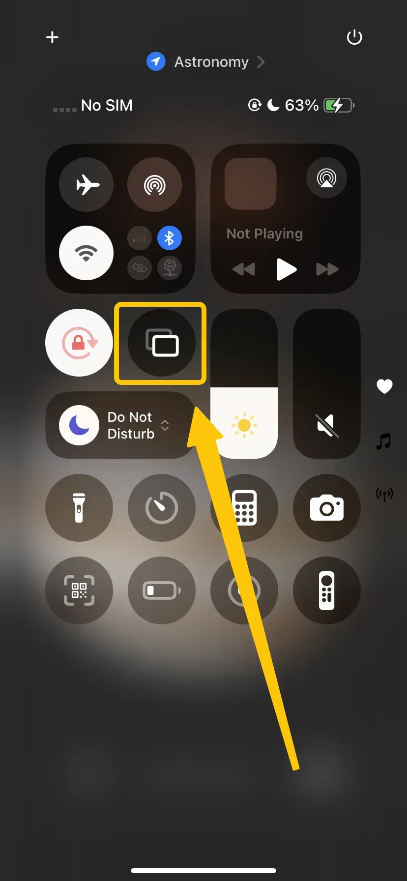 Screen Mirroring in the Control Center