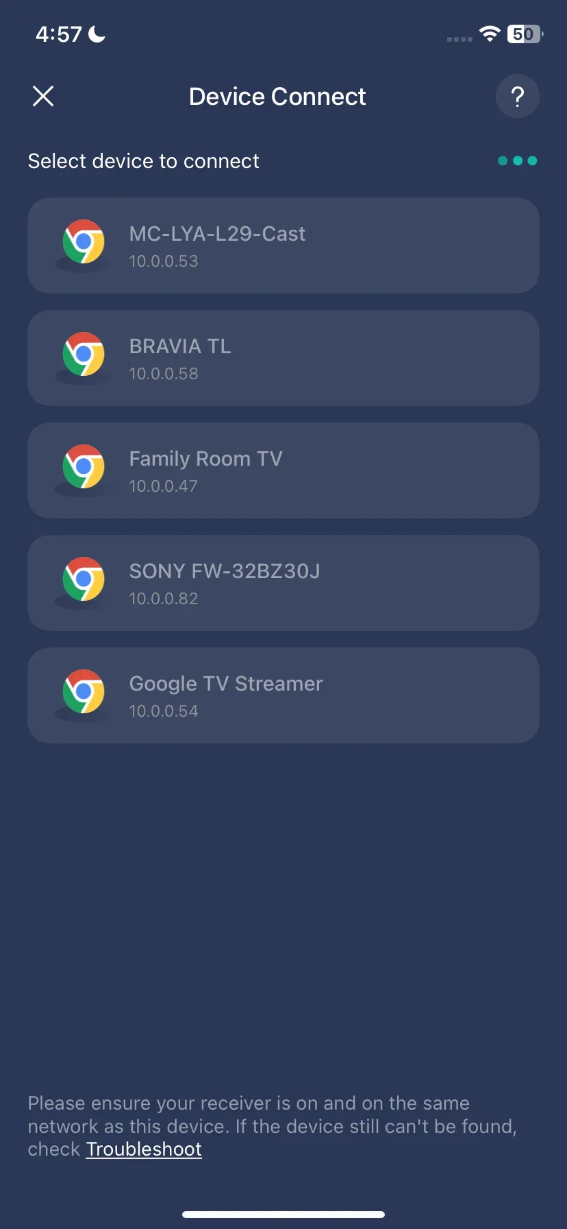 connect iPhone to TV via PigeonCast