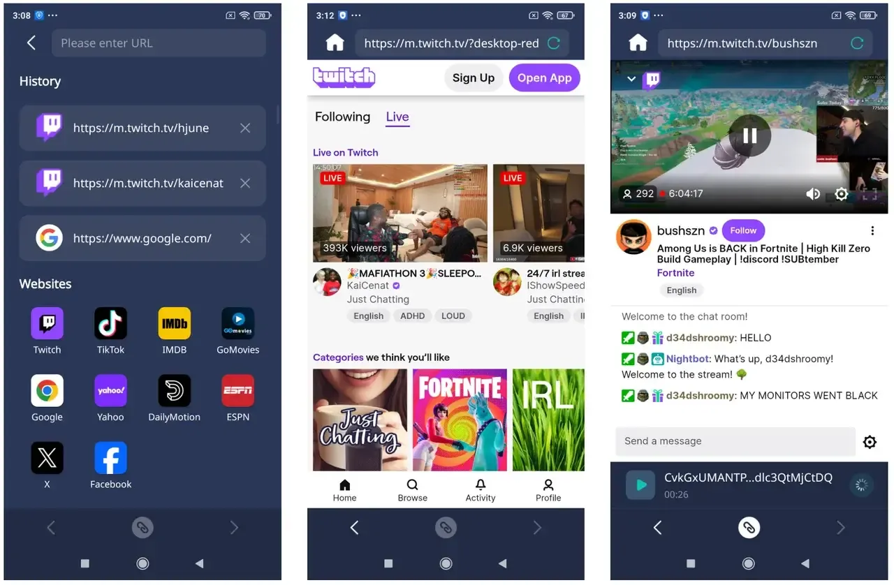 cast Twitch to TV from Android via PigeonCast