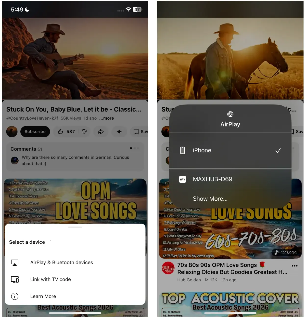 choose the TV from the device list