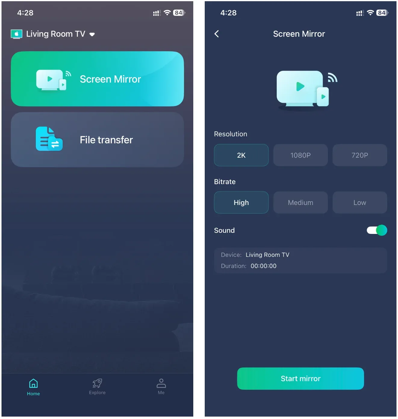 start screen mirroring