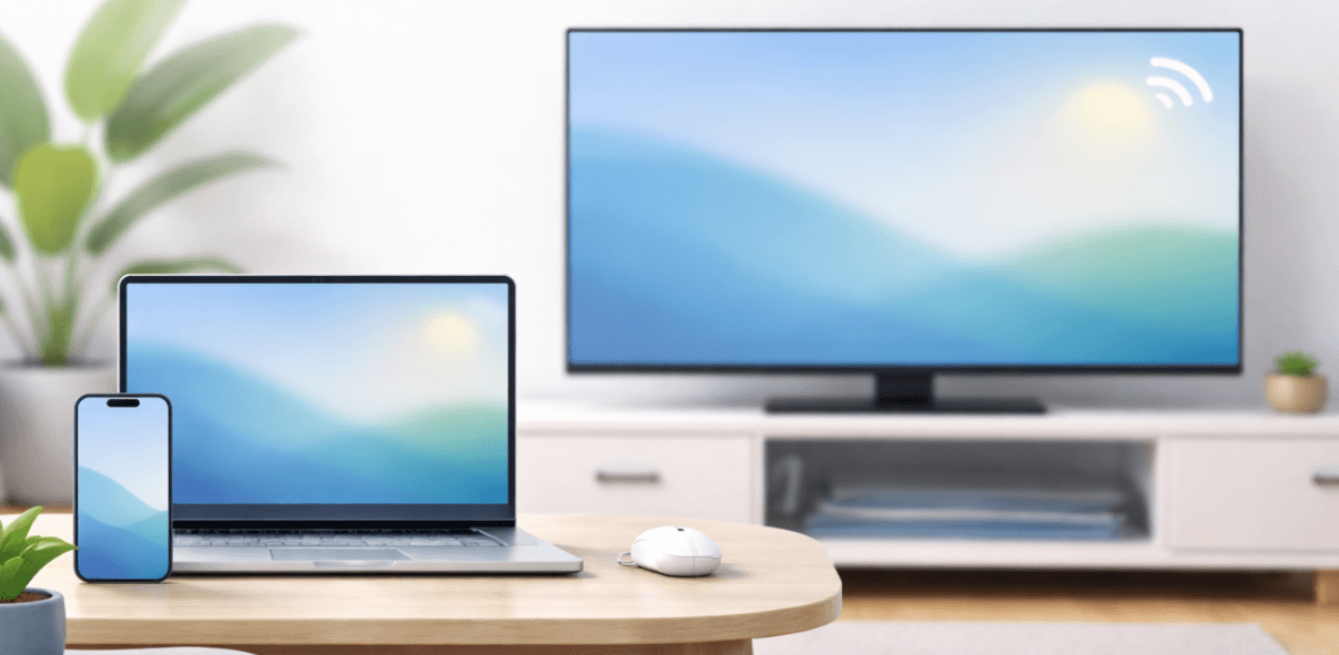 a blurry screen mirroring screen