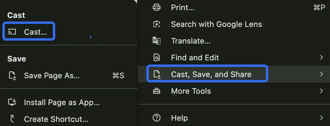 access the Cast option