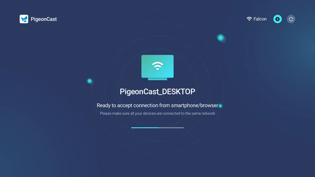 PigeonCast for Apple TV app interface
