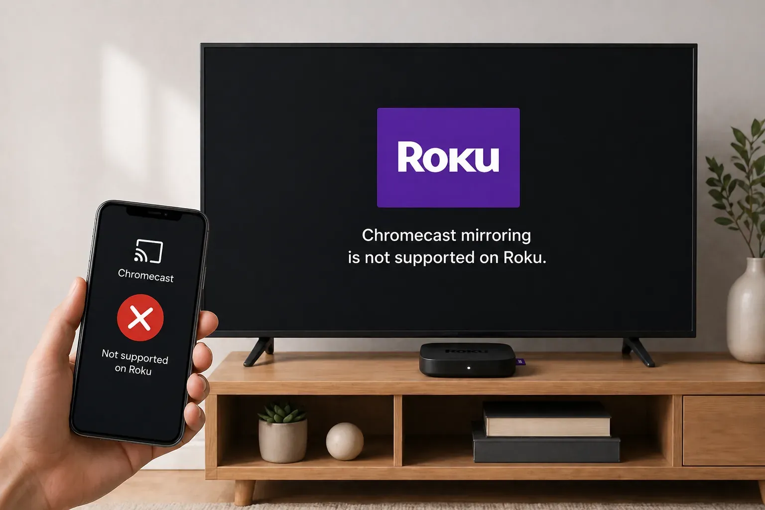 Roku mirroring not work with Chromecast