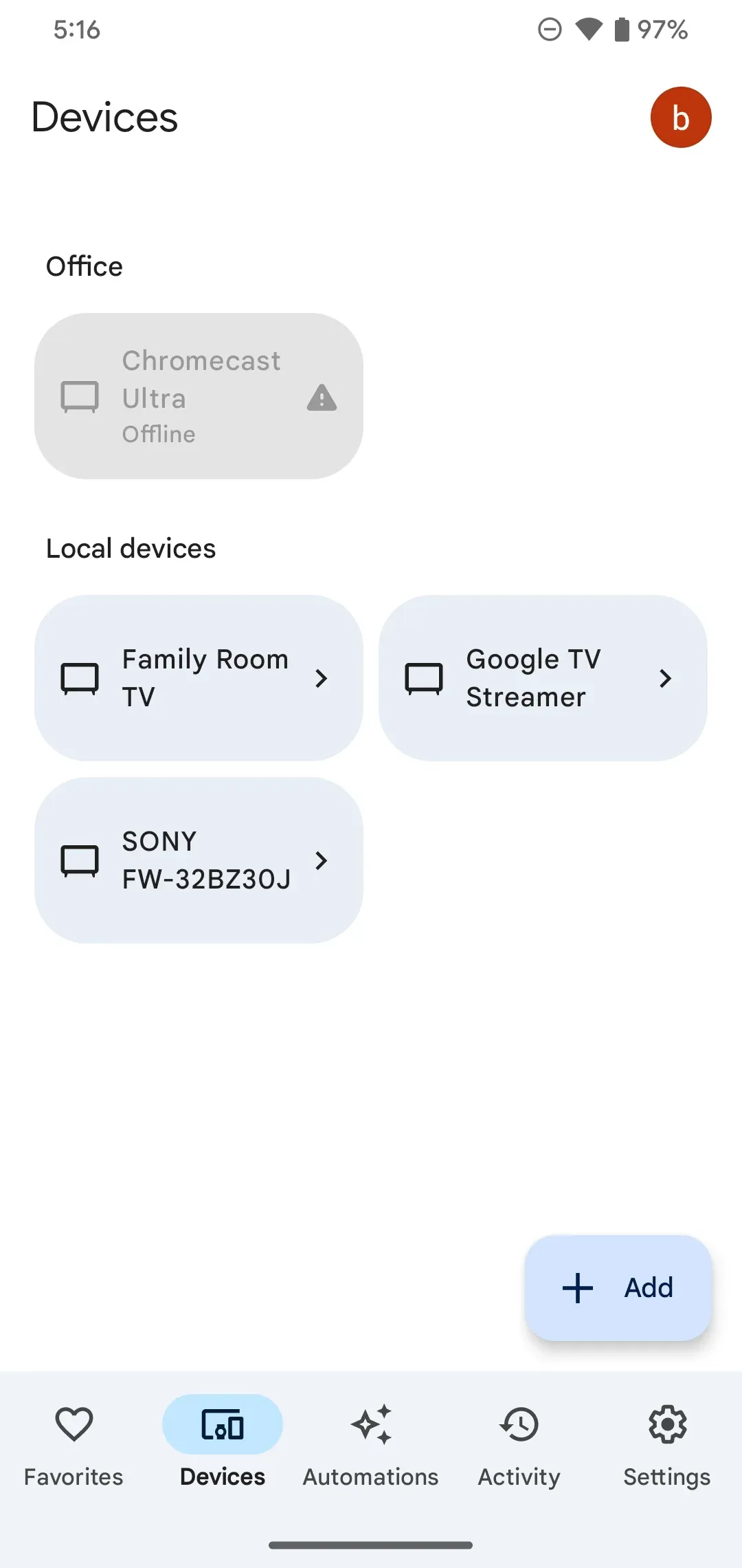 Google Home interface