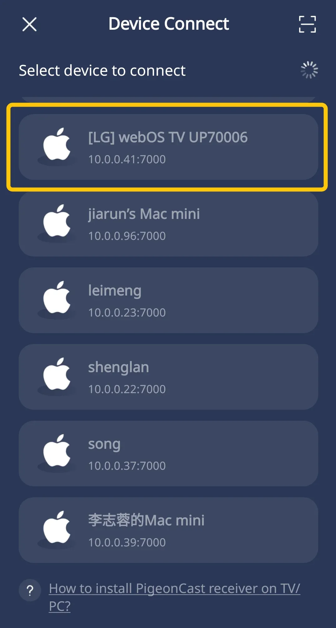 Device list