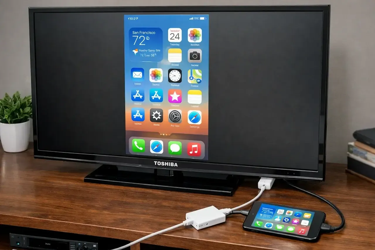 connect iPhone to TV via HDMI adapter and cable