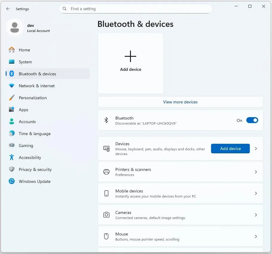 turn on Bluetooth on Windows PC