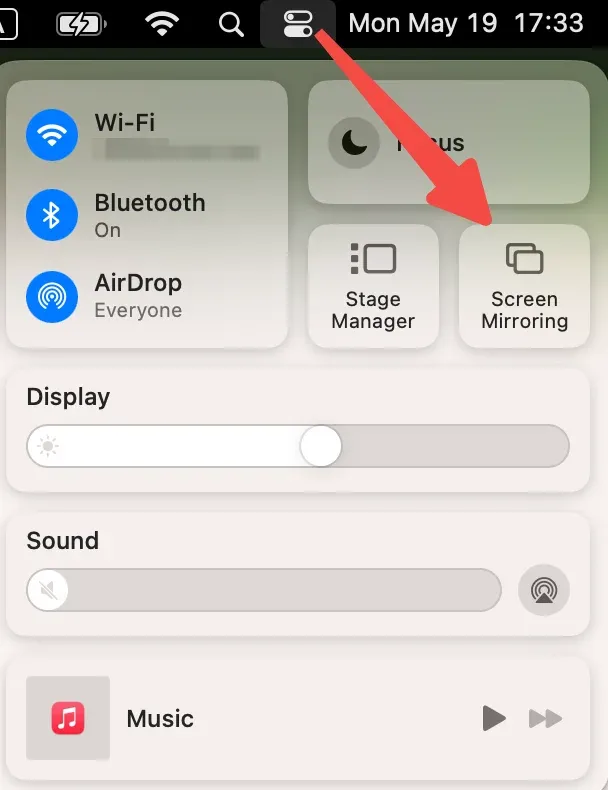 Screen Mirroring option on MacBook