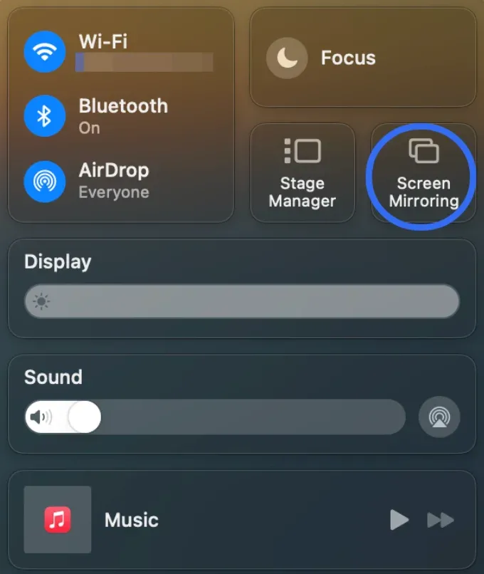 choose Screen Mirroring on Mac