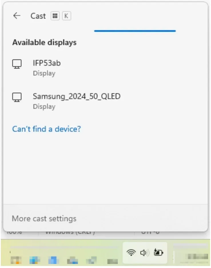 choose TV from Windows Cast menu