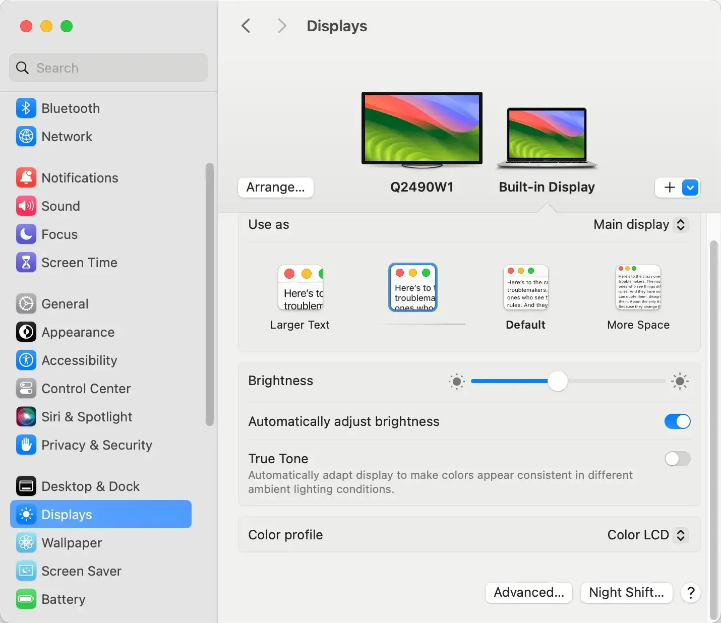 Displays on your MacBook