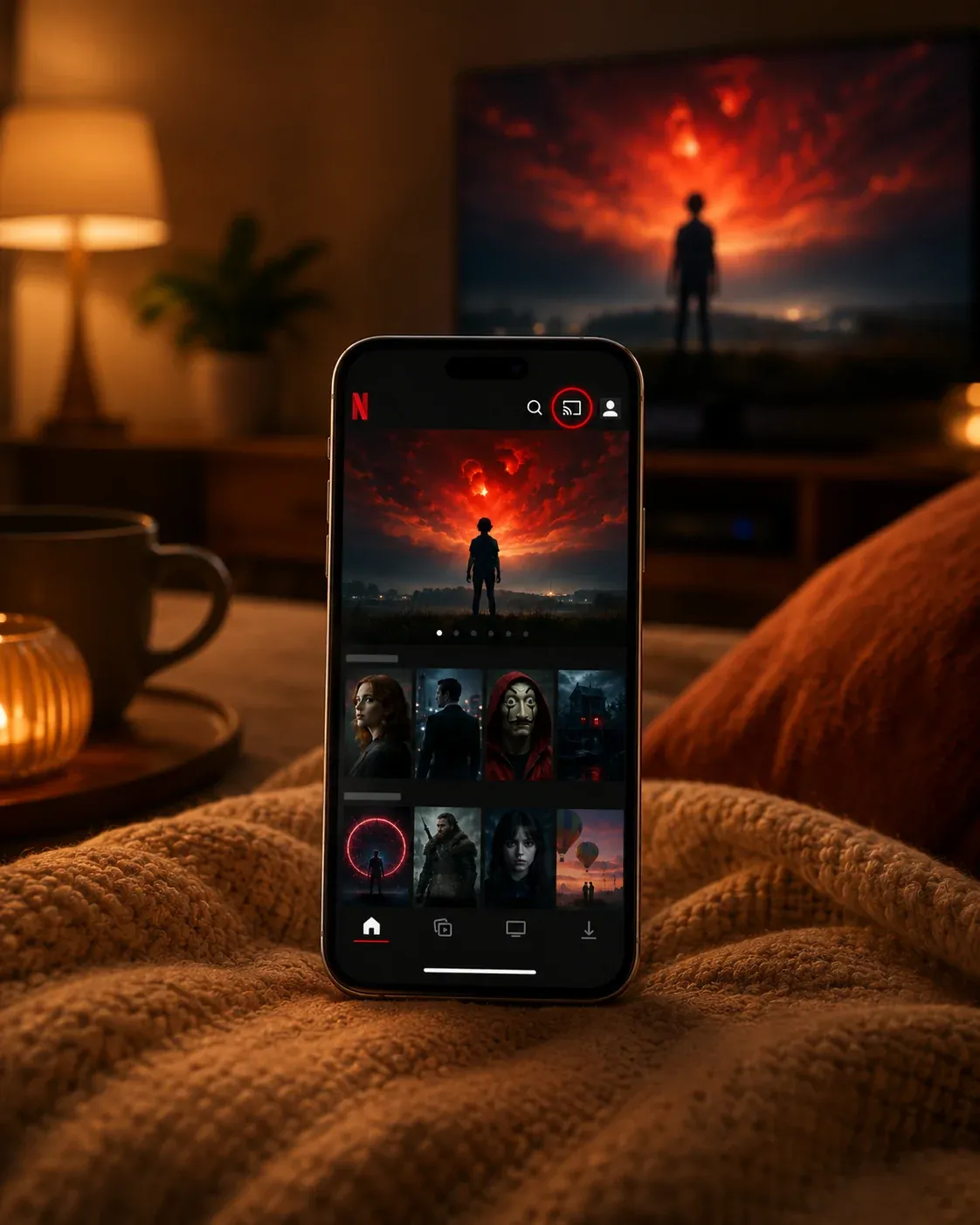 Cast button in the Netflix app