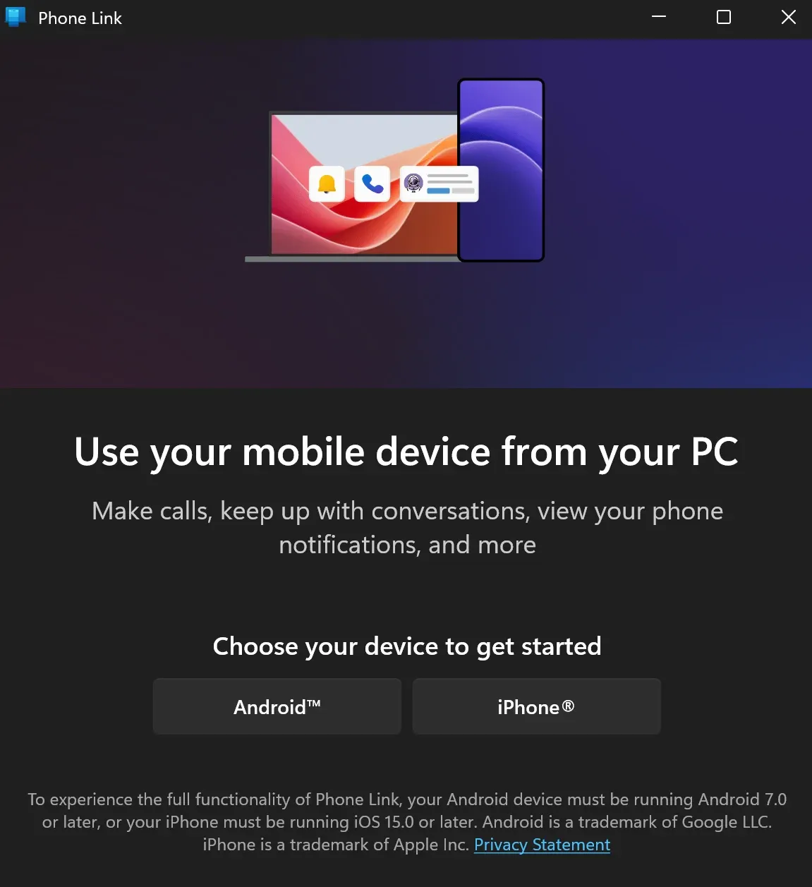 launch Phone Link on Windows 11