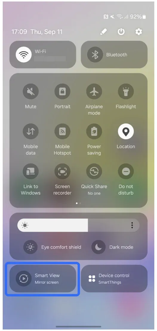 find Smart View on Android phone