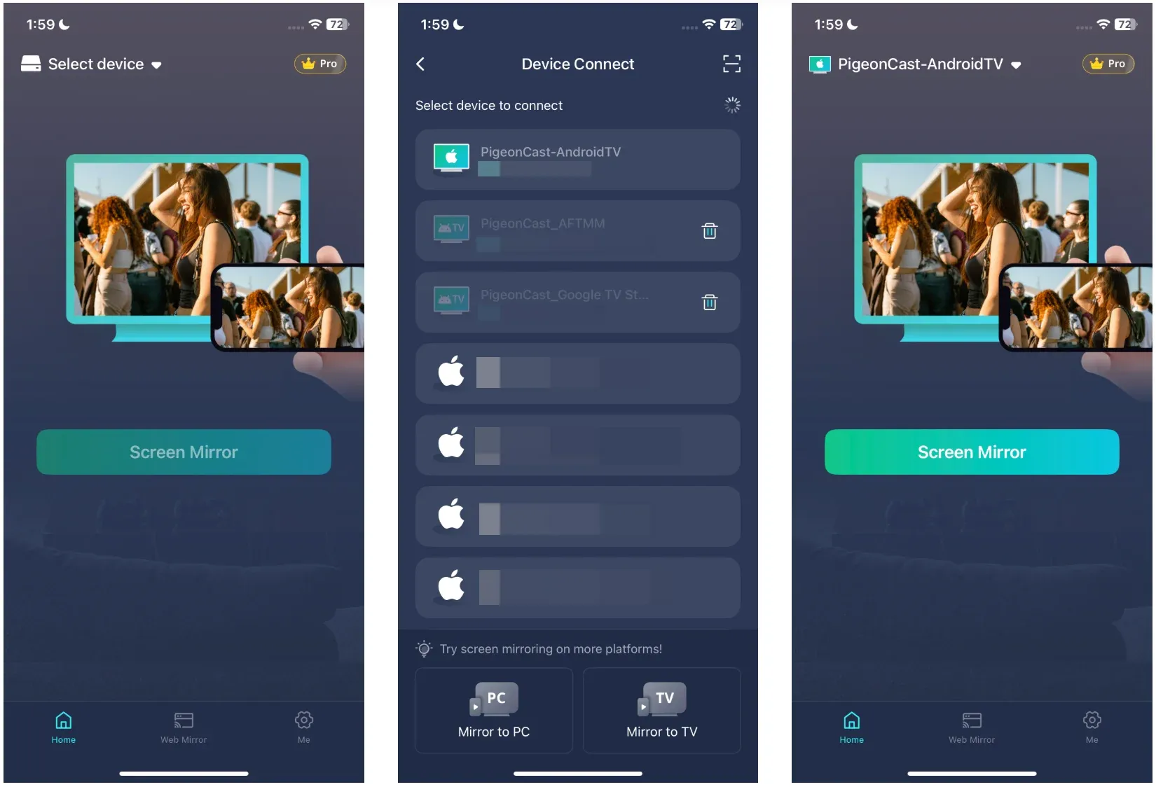 connect iPhone to TV via PigeonCast