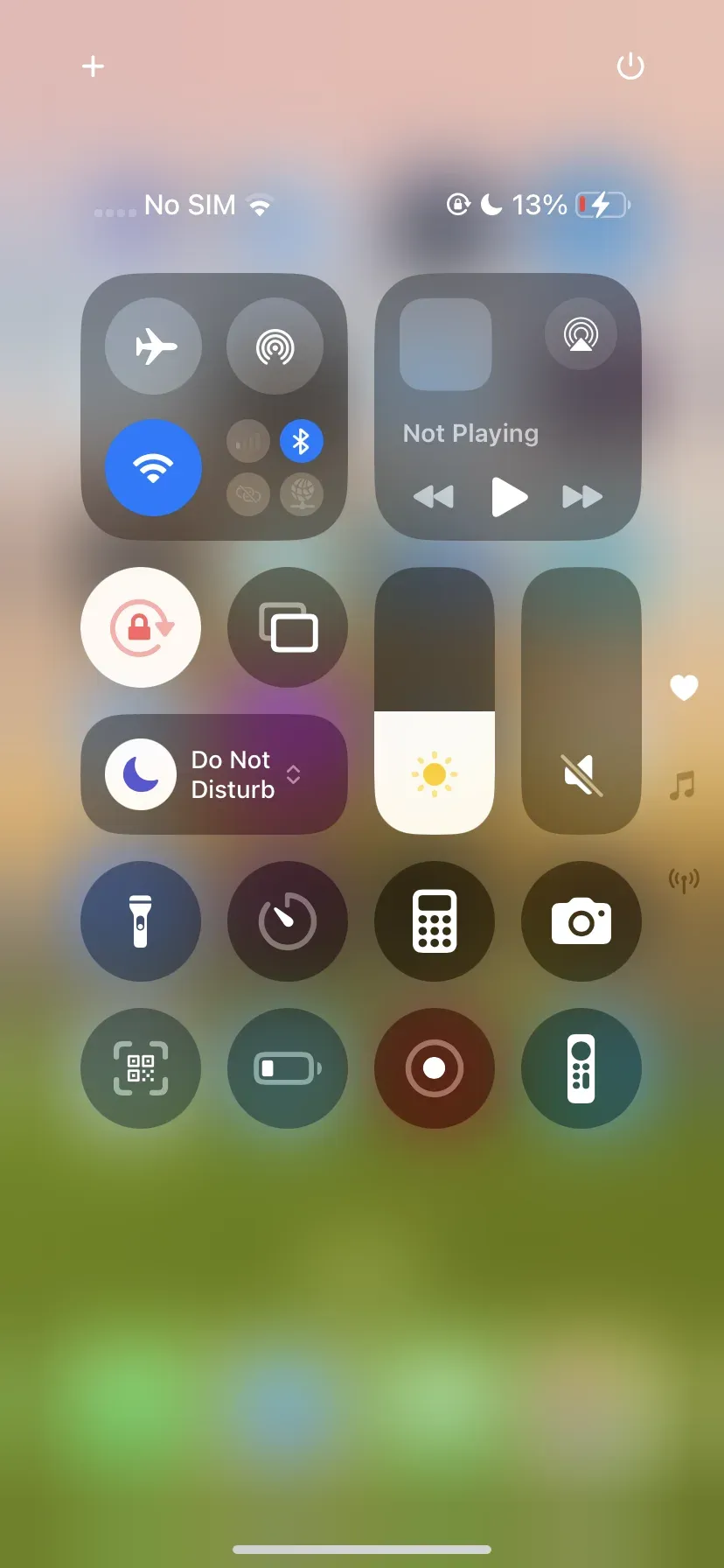 Control Ceter on iPhone