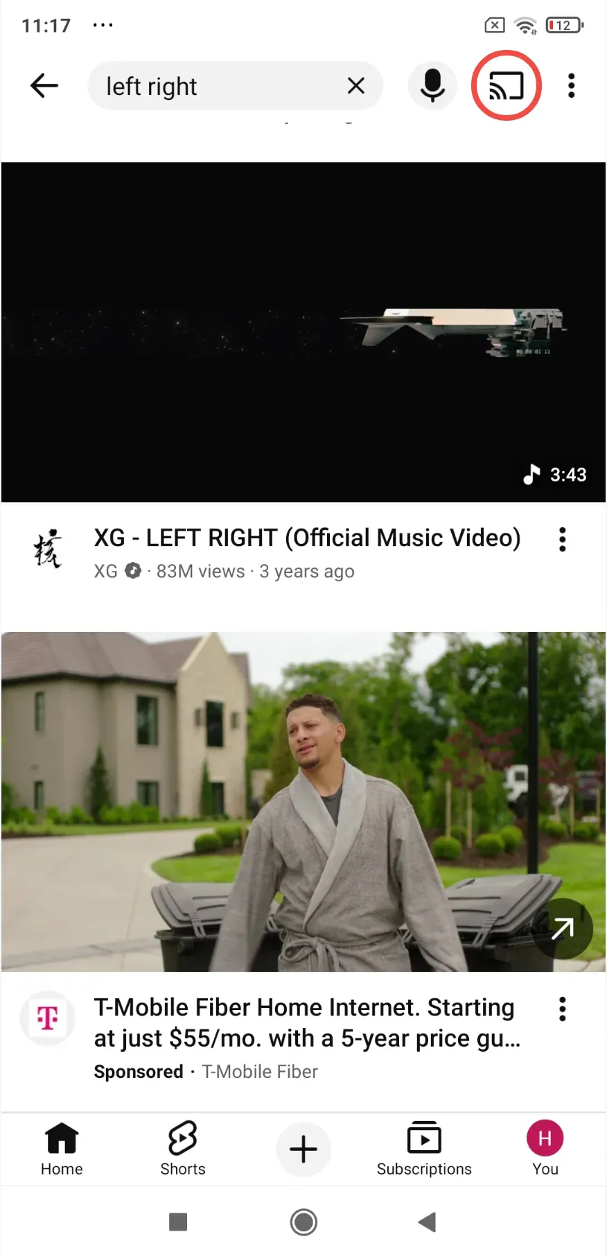 find the Cast icon in the YouTube app