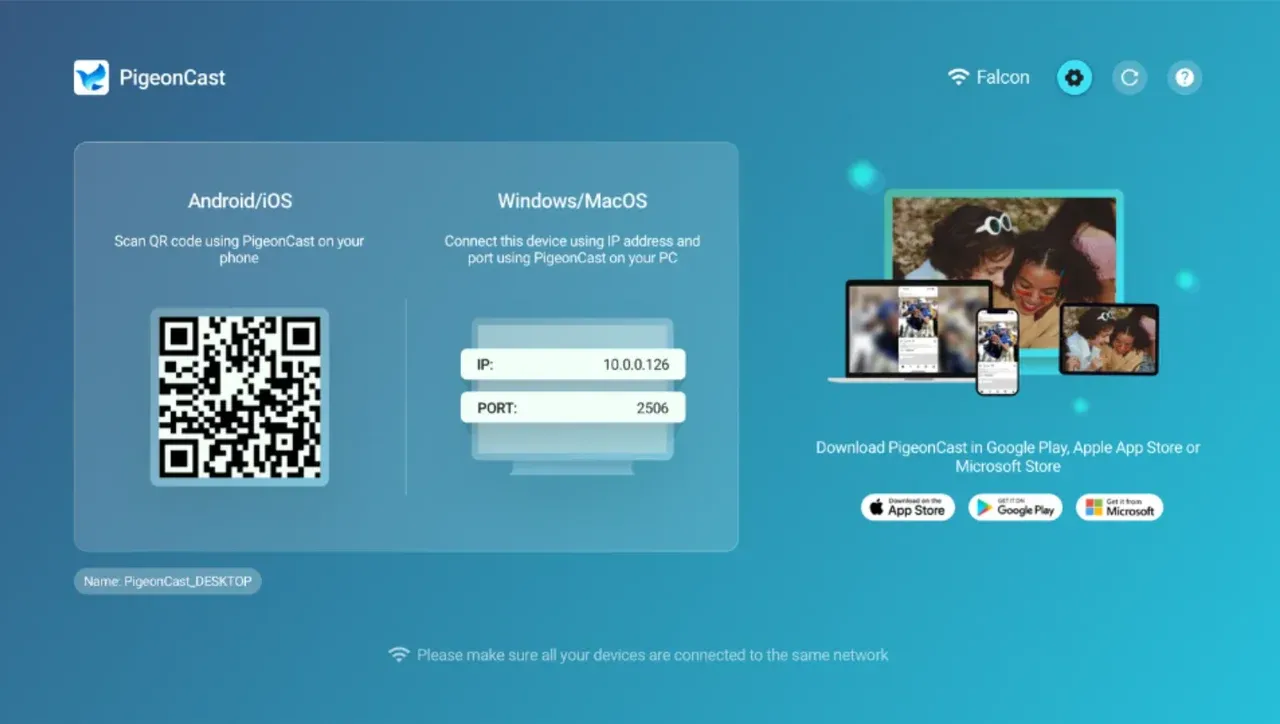 launch PigeonCast on TV