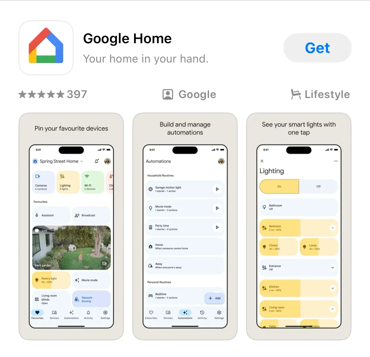 Google Home app on the App Store