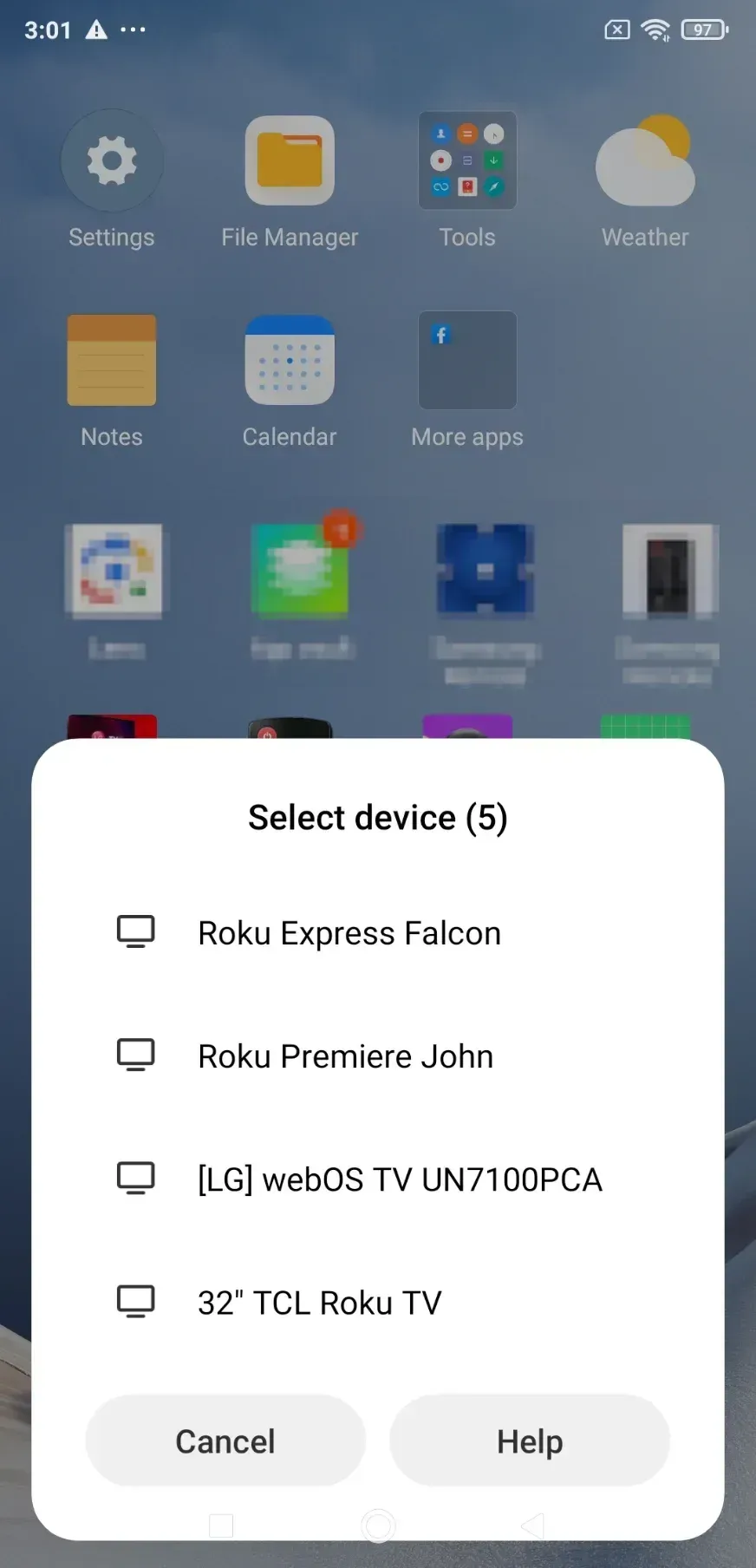 select the target device on Android phone