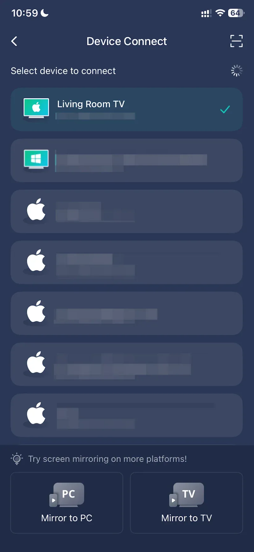 find PigeonCast receiver on iPhone