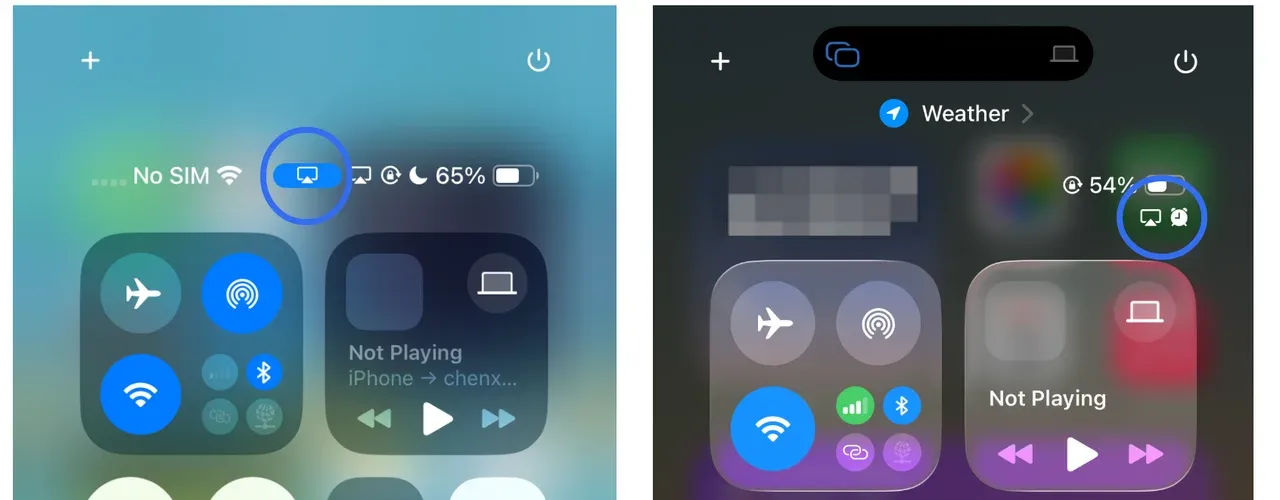 find the device icon in the Control Center