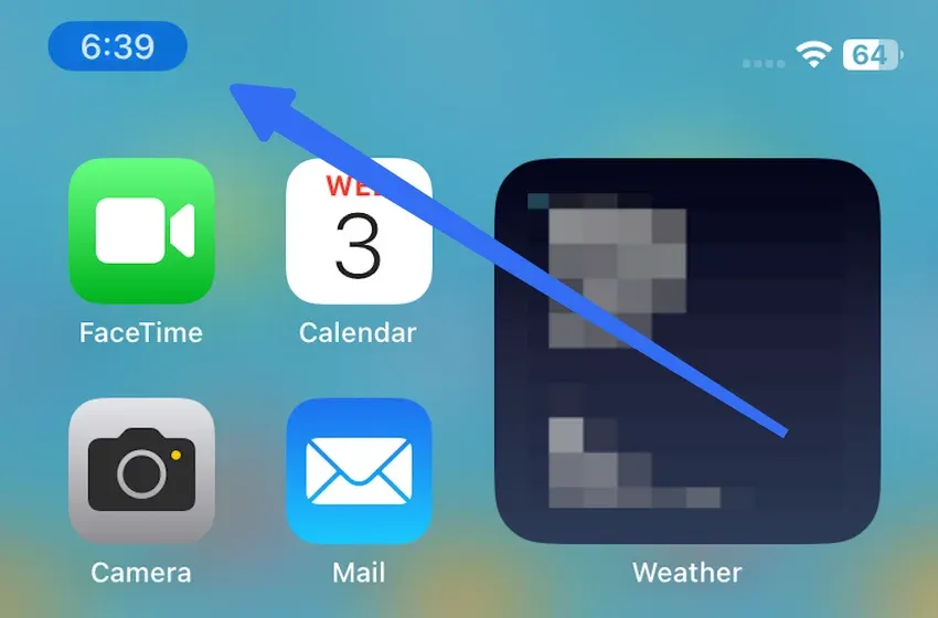 iPhone time with blue bubble