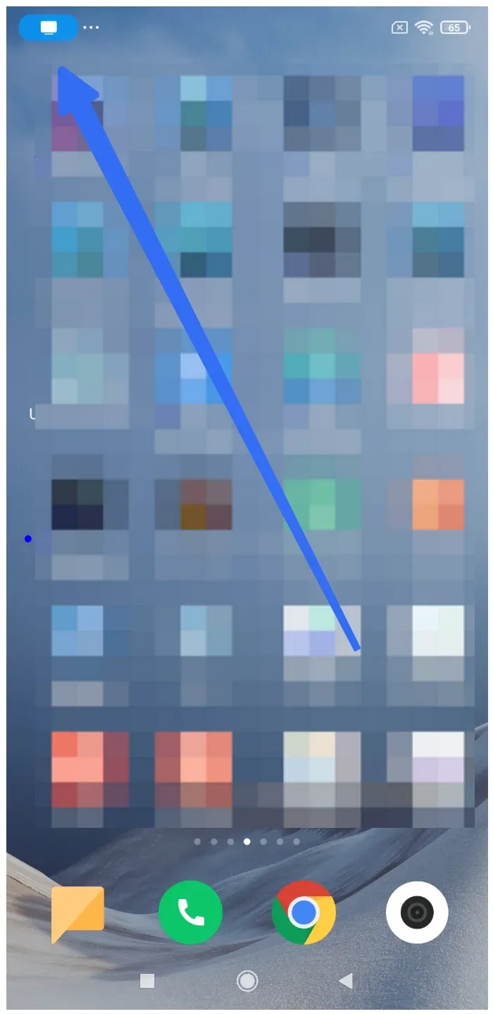a blue bubble on an Android phone