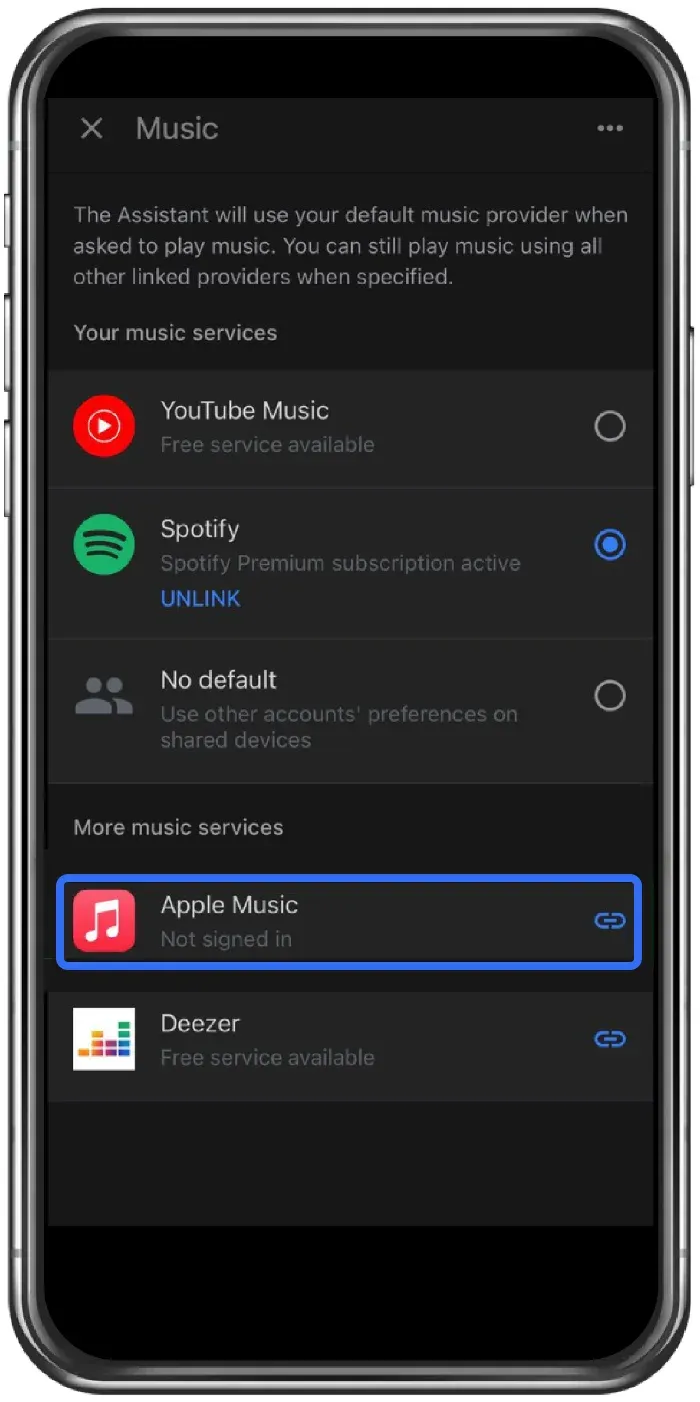 find Apple Music in Google Home