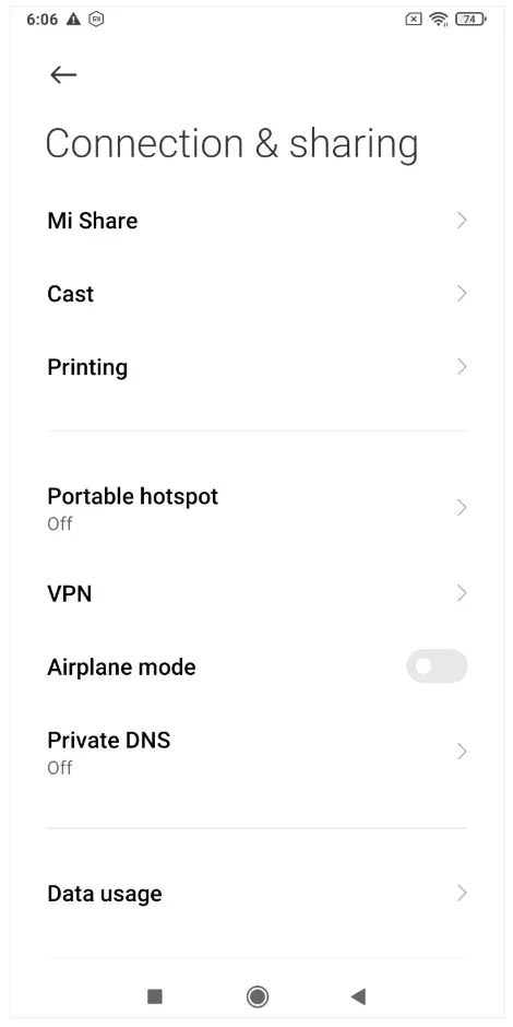 find Cast option on Android phone