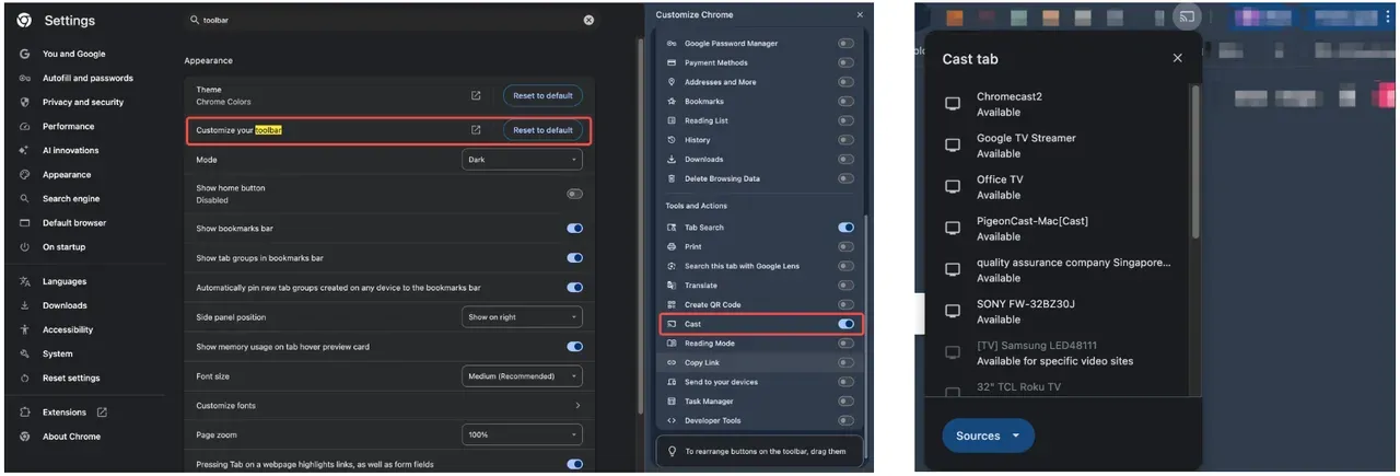 tap Cast icon from the toolbar