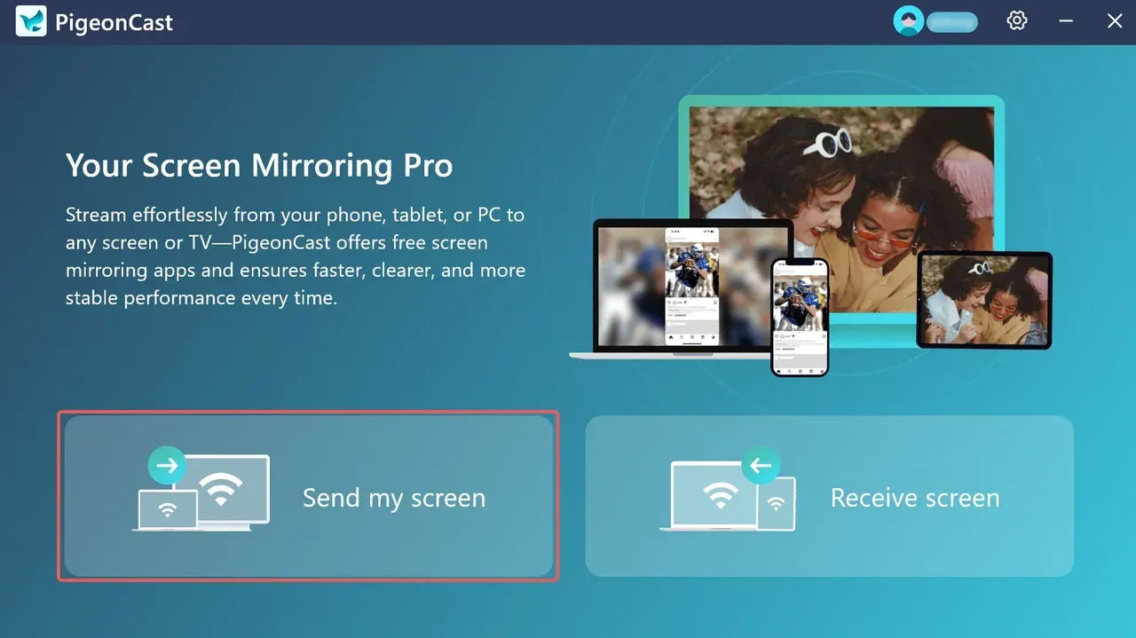 click Send my screen on laptop