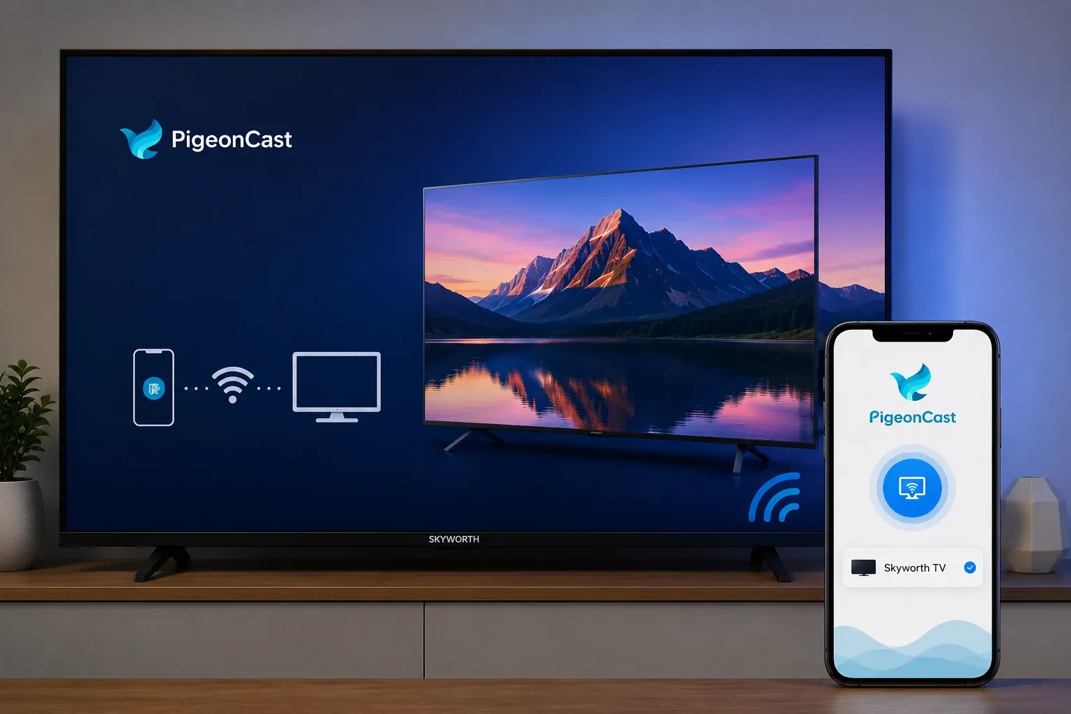 use PigeonCast to mirror your iPhone to Skyworth TV
