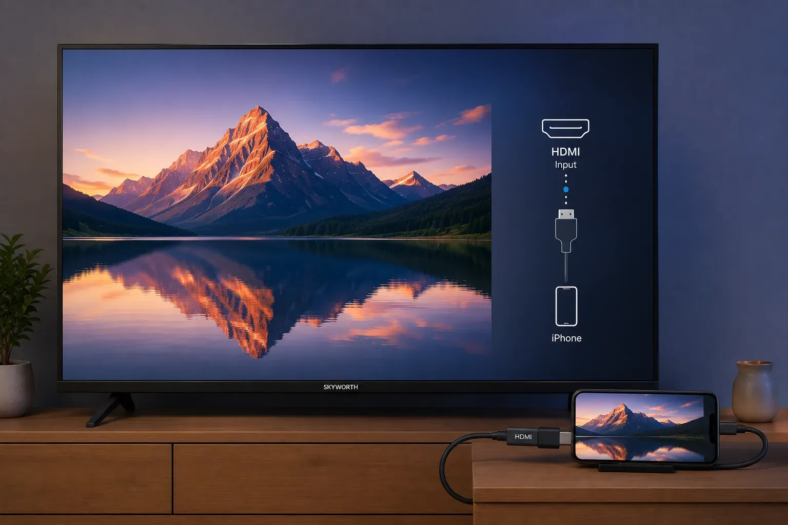 Mirror iPhone to Skyworth TV with HDMI