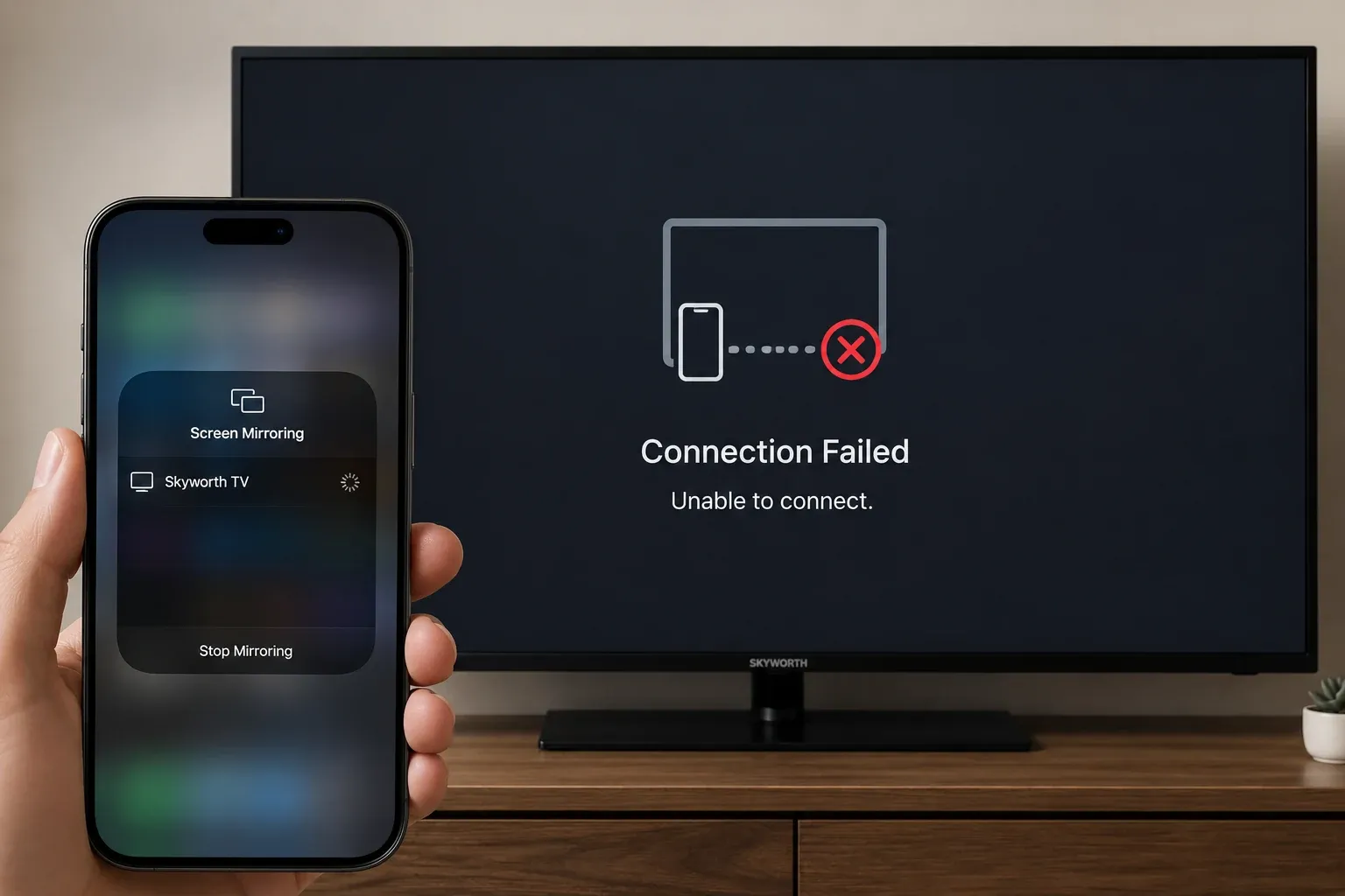 iPhone screen mirroring keeps failing