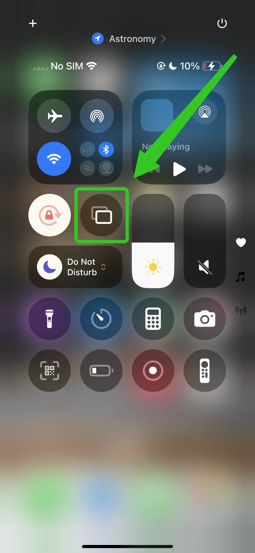Screen Mirroring in Control Center