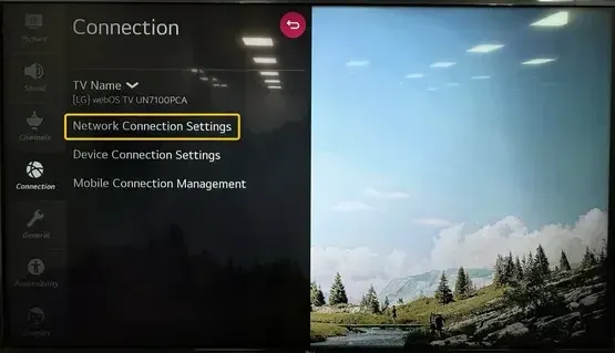Network settings on LG TV