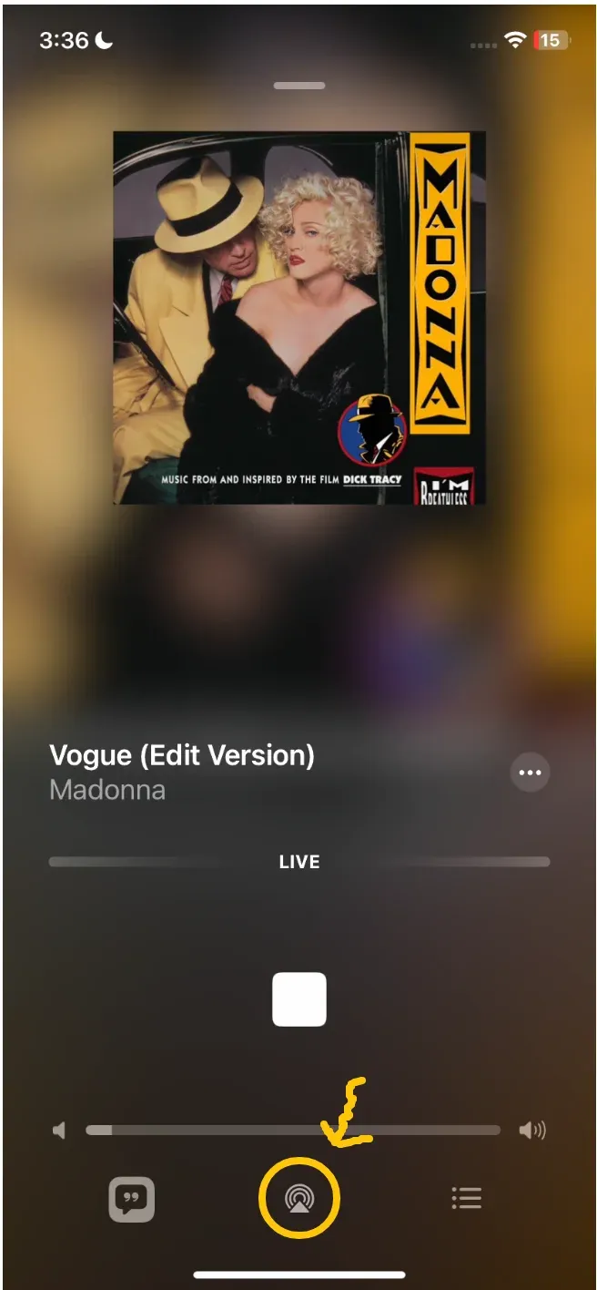 find AirPlay icon inside Apple Music