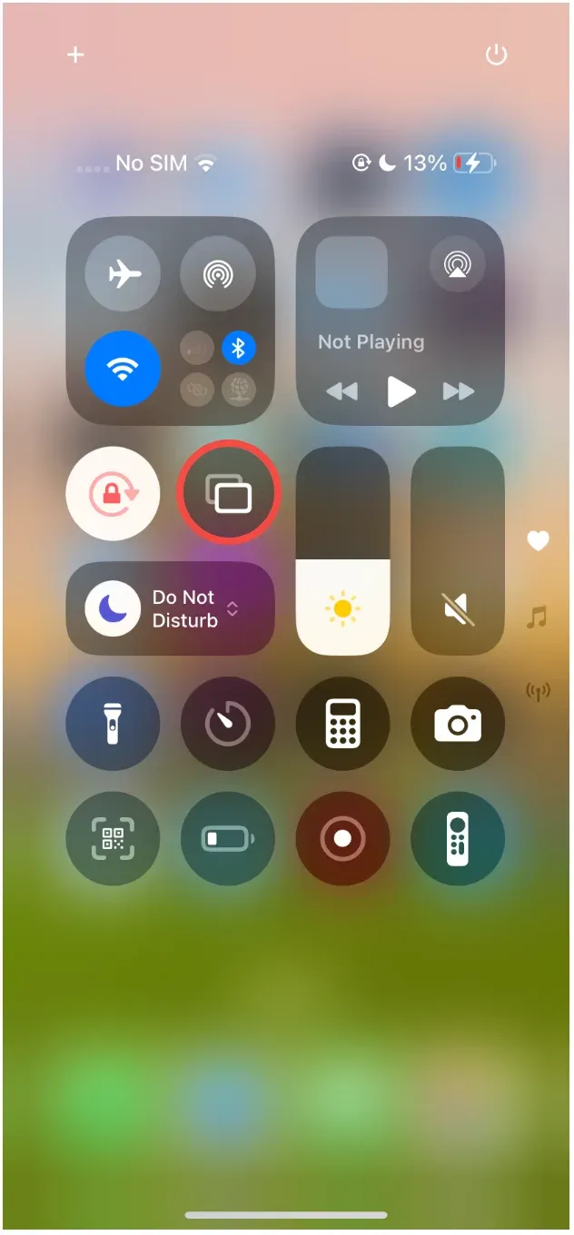 turn on Screen Mirroring on iPhone