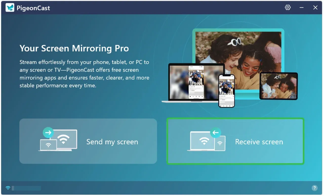 PigeonCast on Mac laptop