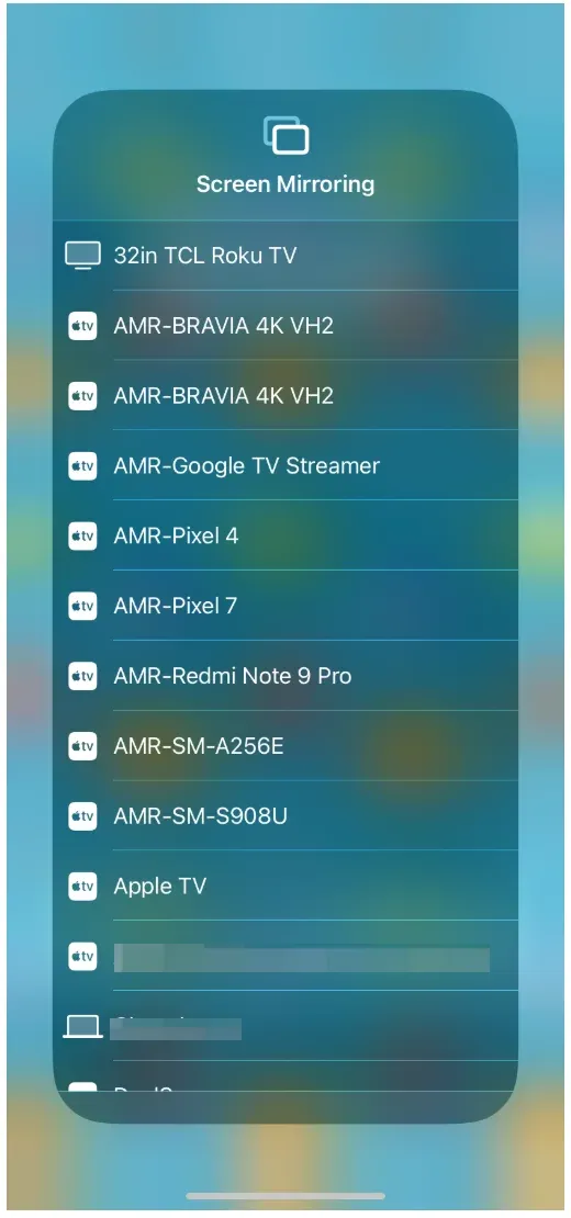 AirPlay device list